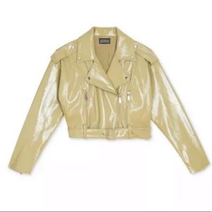 Faux leather moto jacket
